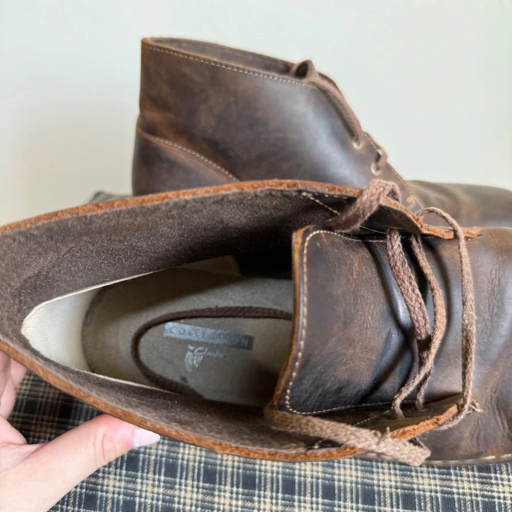 Clarks Bushacre 2 Leather Chukka Desert Boot Size 8.5‎ Dark Brown